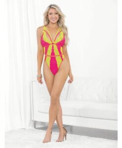 Festival Wear Strappy Teddy W/brazilian Back Neon Md
