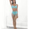 Lace & Mesh Underwire Bra, Garterbelt & G-string Malibu Blue Lg