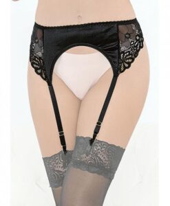Satin & Lace Garterbelt Black Lg