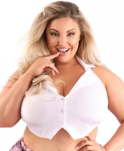 Play Schoolgirl Collared Button Down Halter Top White Qn