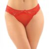 Cassia Crotchless Lace & Mesh Panty Red S/m