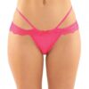 Posey Strappy Lace & Microfiber Crotchless Panty Pink S/m