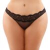 Bottoms Up Ivy Eyelash Lace Panty W/criss Cross Back & Bow Trims Black Qn