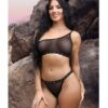 Vibes Bad Bitch One Shoulder Bling Bralette & Panty Black L/xl