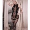 Sheer Cross Faded High Neck Crotchless Bodystocking Black O/s