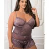 Laced Romper W/snap Crotch Mauve Merlot Qn