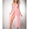 Pinklicious Empire Waist, Lace & Sheer Dress & Panty Baby Pink O/s