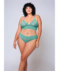 Geometric Lace Bralette & Hipster Teal 1x