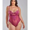 Quinn Cross Dyed Galloon Lace & Mesh Teddy Wine 2x