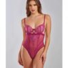 Quinn Cross Dyed Galloon Lace & Mesh Teddy Wine Sm