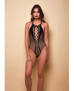 Lights Off Halter Neck Teddy Black O/s