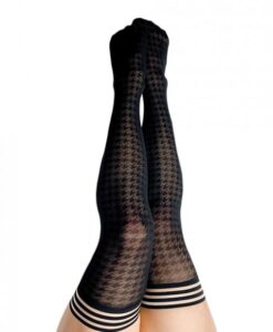 Kix'ies Meaghan Houndstooth Thigh High Black C