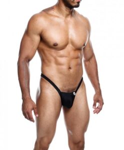 Male Basics Y Buns Thong Black Lg