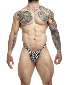 Male Basics Y Buns Thong Checkers Lg