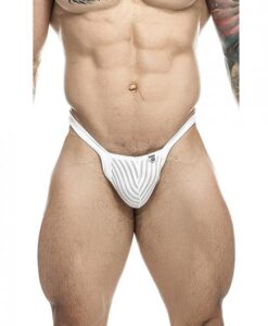 Male Basics Y Buns Thong White Sheer Sm