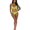 Strap-tease Bra & Crotchless Panty Neon Yellow S/m
