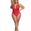 RisquÃ© Business Lace & Mesh Teddy W/snap Crotch Red Qn