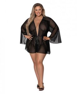 Modern Romance Flowing Short Robe Black 2x