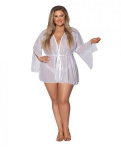 Modern Romance Flowing Short Robe White 2x