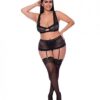 Ooh La Lace Bralette, Garter Skirt & G-string Black Qn