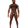 Snaked Metallic Coated Shoulder Sling Harness Thong Black/blue L/xl