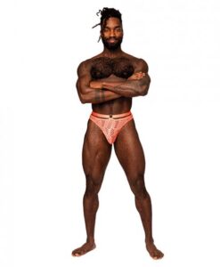 Rude Awakening Mesh Strap Thong Neon Orange S/m