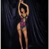 Flower Print Mesh Underwire Teddy W/detachable Garter Straps Multi Color L/xl