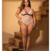 Diamond Mesh Bodysuit Nude/black 3x/4x