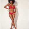 Shadow Stripe Underwire Top W/heart Detail & Crotchless Bottom Red L/xl