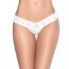 Patterned Lace Thong White Sm