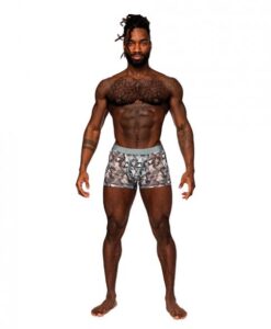 Sheer Prints Mesh Poly Spandex Seamless Short Optical Xl