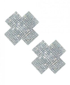 Neva Nude Cross Crystal Jewel Reusable Silicone Nipple Pasties - Clear O/s