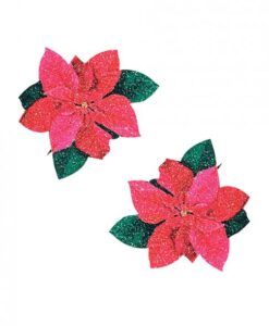 Neva Nude Poinsettia Glitter Flower Pasties - Red/green O/s