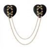 Neva Nude Two Heart Chained Pasties - Black O/s