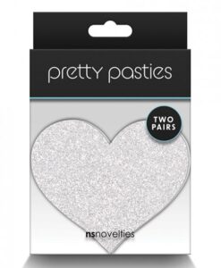 Pretty Pasties Glitter Hearts Red/silver - 2 Pair