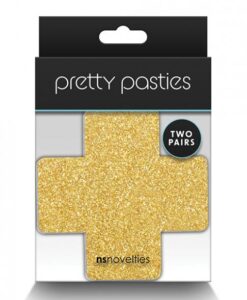 Pretty Pasties Glitter Cross Black/gold - 2 Pair