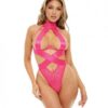 Lucky Open Cup Wide Elastic & Lace Teddy Pink Yarrow S/m