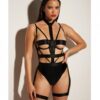 Fetish Lethal Underwire Peek A Boo Vinyl Teddy W/choker Black Xl