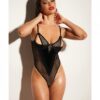 Fetish Frisky Fishnet & Vinyl Shelf Cup Peek A Boo Teddy Black Md