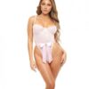 Logan Underwire Teddy W/satin Front Ribbon Tie Pink  L/xl