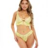 Noell Underwire Lace & Ruffle Bra W/g-string Daiquiri Green S/m