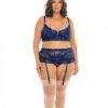 Adrienne Underwire Bra, High Waist Garterbelt & G-string Estate Blue 4x