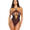 Maxi Unlined Monowire Galloon Lace Teddy W/o-ring Detail Black/red S/m
