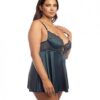 Diana Satin & Lace Babydoll W/ring & Keyhole Detail Reflecting Pond 2x