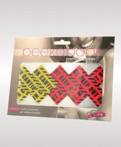 Peekaboos Caution X Pasties - 2 Pairs 1 Red/1 Yellow