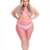 Pink Lipstick Sunset Glow Halter Bra & Bike Short Pink Qn