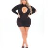 Pink Lipstick Devilish Backless Dress Black Qn