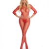 Pink Lipstick RisquÃ© Crotchless Bodystocking Red S/m