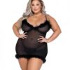 Afterhours Maribou & Mesh Chemise Black 2x