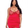 Holiday Rouge Bow Metallic Embroidered Chemise Red 1x